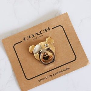 🐻Coach Bear With Eye Patch Star Phone Ring Grip🐻